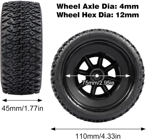1/10 Incollato 12Mm Esagonale Corto Corso SC Camion Ruote e Pneumatici Combo, OD 4,3'' per - Foto 2 di 6