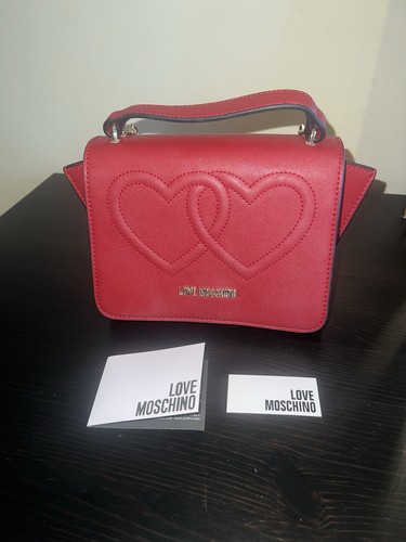 Love Moschino Red Handbag with Strap Crossbody Bag Heart Top Handle - Picture 22 of 24