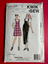 UNCUT Kwik Sew 2408 Misses Bib Style Jumper Sewing Pattern XS S M L XL Vintage