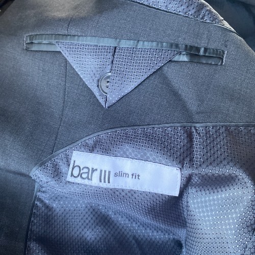 bar III Men Slim Fit Stretch Active Stretch Blazer Dark Gray 44L $425 New - Picture 14 of 20