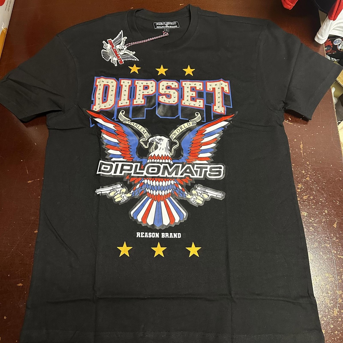 Dipset diplomats black reason men's pull over T-shirt, large or XL