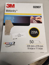 3m-02007-9x11 wet/dry silicon carbide abrasive sheets 220 grit 50pc