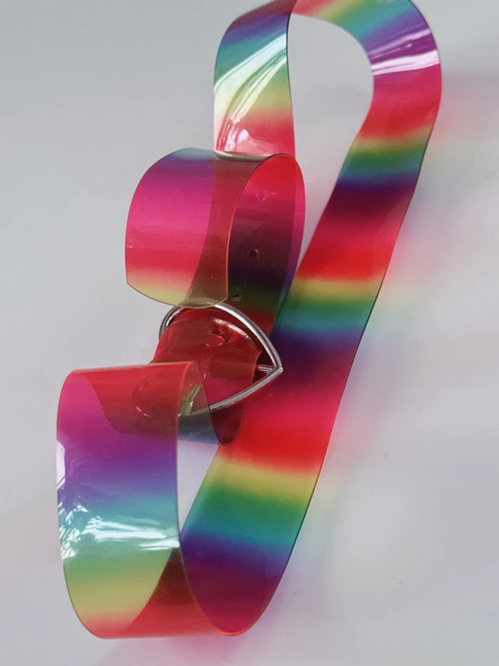 Mujeres Adolescentes Niña Arco Iris Colorido 80' 70' Retro Neón Fiesta Corazón Hebilla Cinturón Banda Foto 4 de 4