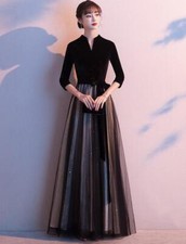 Women's Splicing Evening dress Party Compere Slim Fit Costume Long skirt Fashion