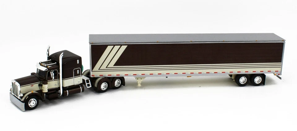 2023 DCP 1:64 *MARROM E CREME* Peterbilt 359 63" teto médio com reboque de produtos secos novo na caixa! - Imagem 2 de 4