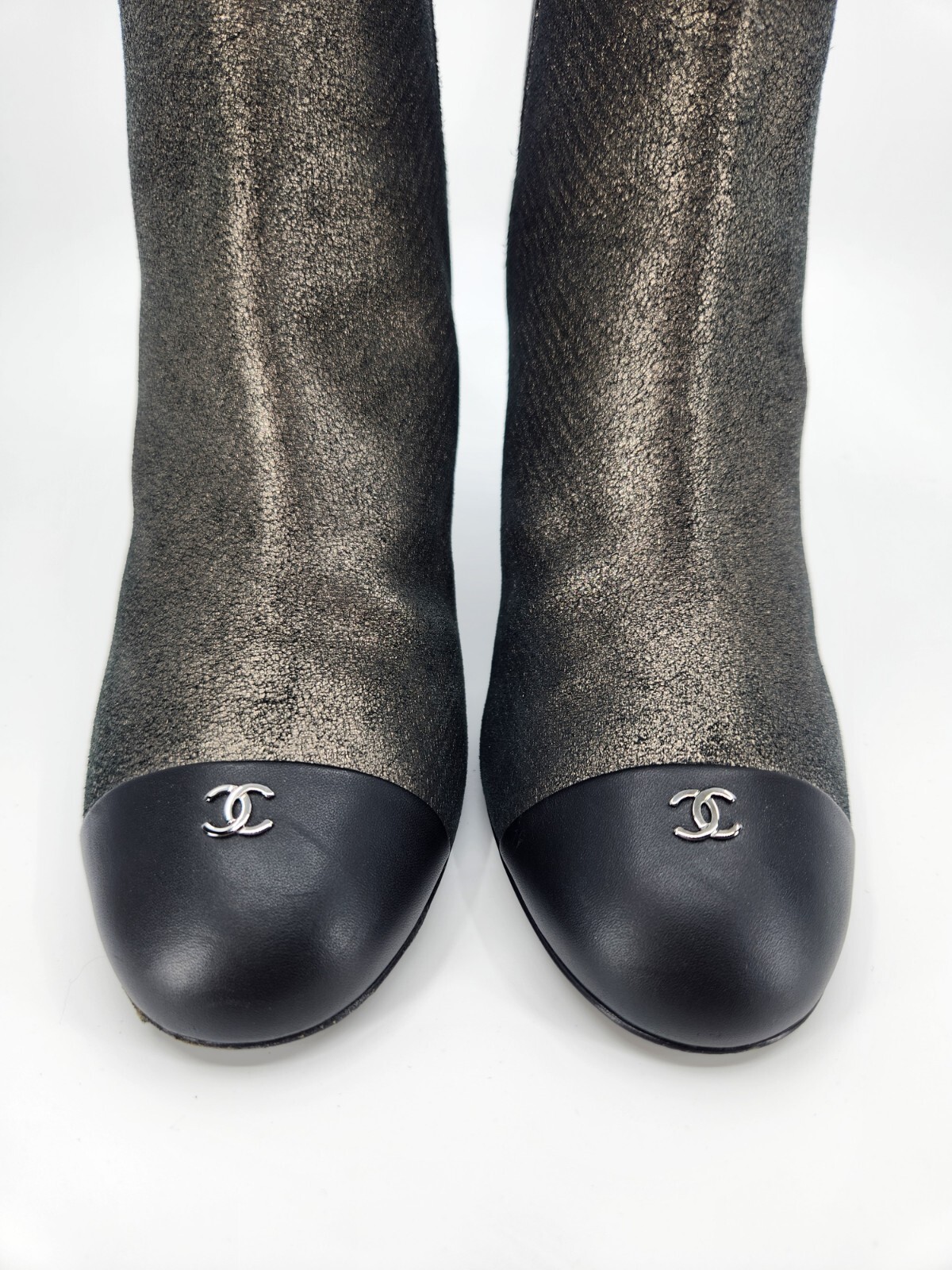 Chanel Interlocking CC Cap Toe Metallic Leather B… - image 3