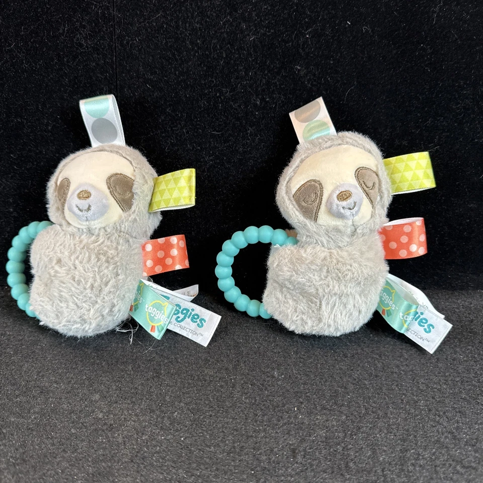 Taggies Mary Meyer 2 件装婴儿发育玩具懒惰摇铃 5 英寸毛绒填充 — 第 2/4 张图片