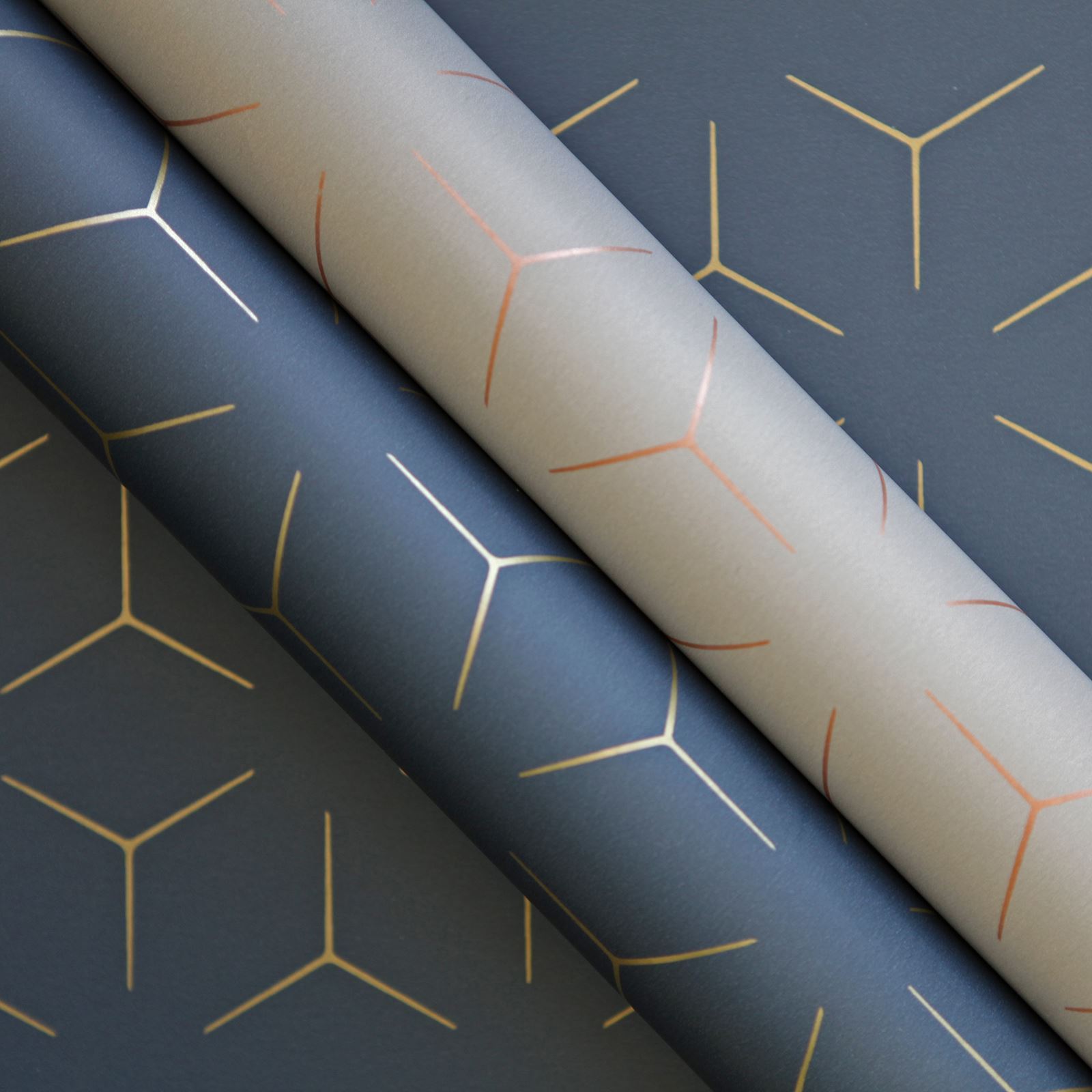 METRO ILLUSION GEOMETRIC WALLPAPER NAVY BLUE / GOLD WOW005 METALLIC 3294270360019 eBay