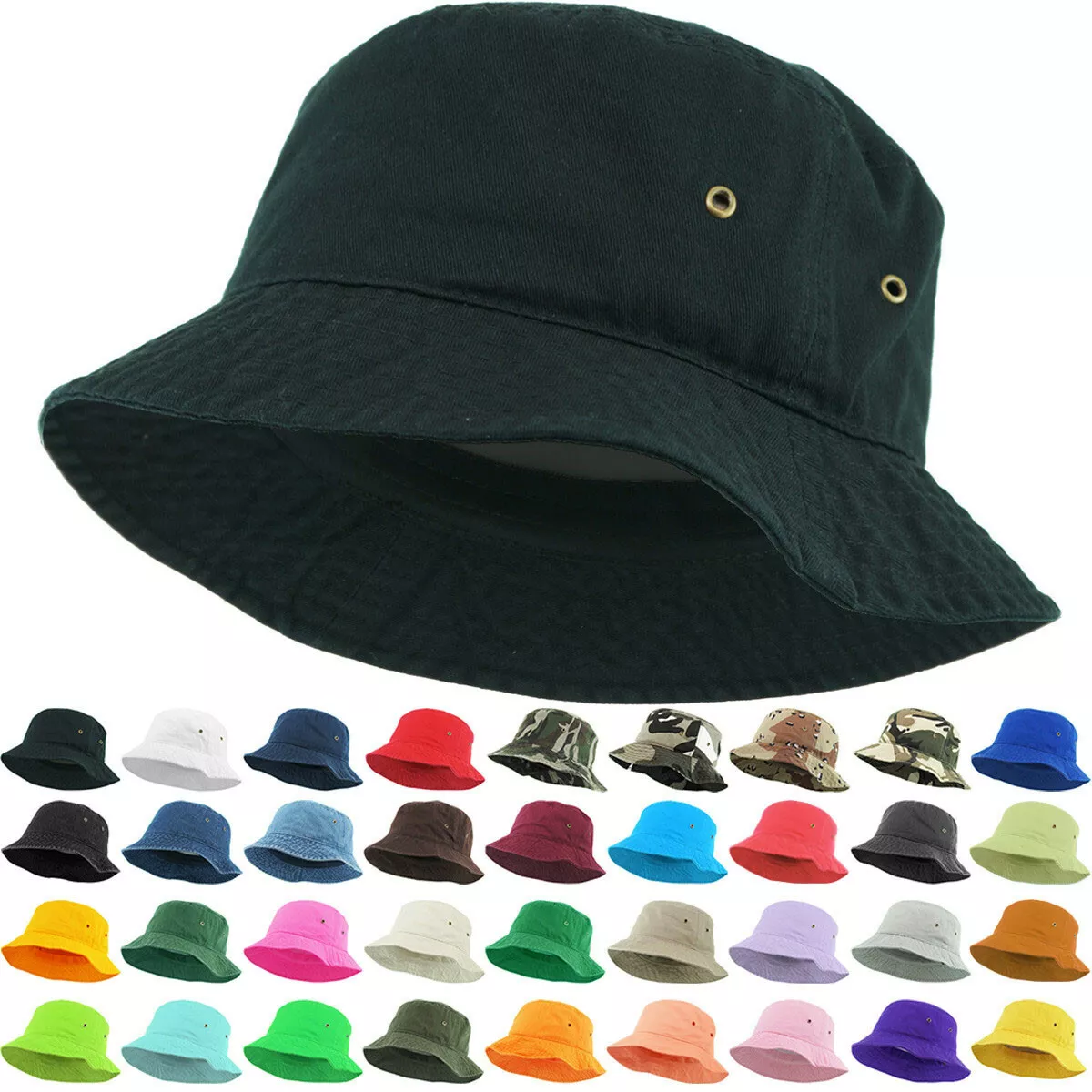 Bucket Hat Cap Cotton Fishing Boonie Brim Boating Golf Sun Summer Men  Camping