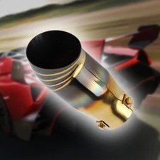 JDM Titanium Gold Black Tip Stainless Exhaust Muffler 2.5" Inlet - 3" Outlet