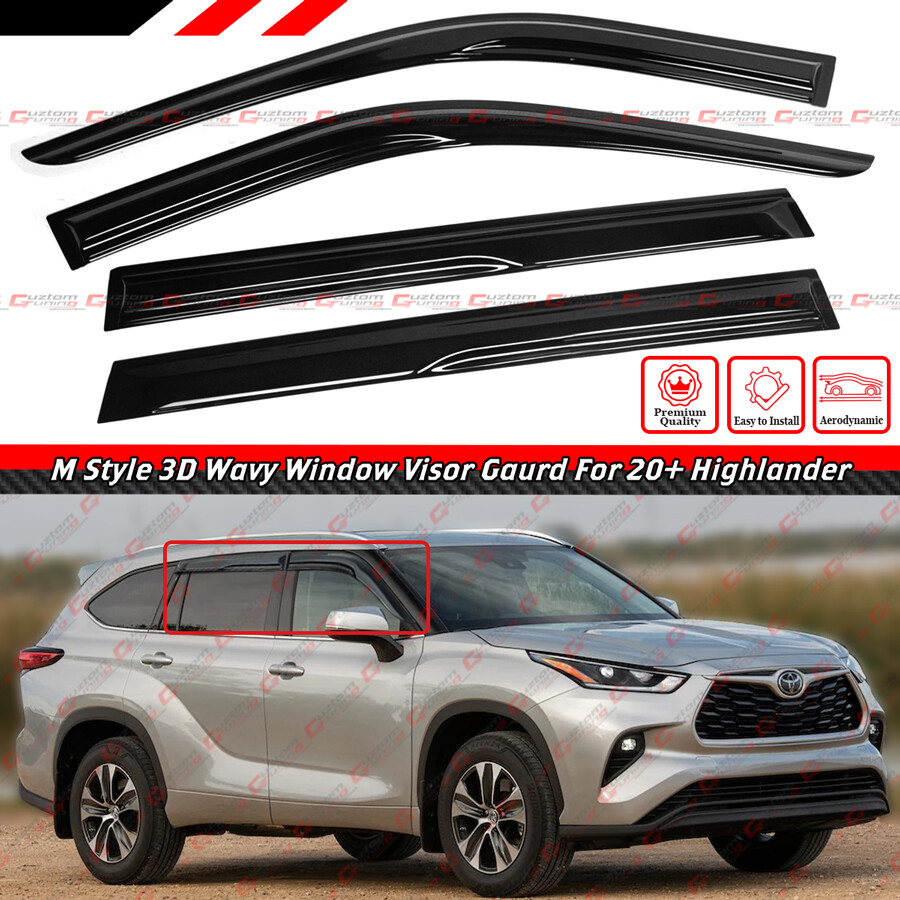 FOR 2020-23 TOYOTA HIGHLANDER JDM AERO 3D WAVY WINDOW VISOR RAIN