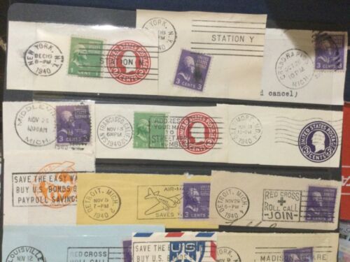 U.S. Stamps USA 1 page USED CUT SQUARE SLOGAN CANCELS collection lot - Picture 2 of 3
