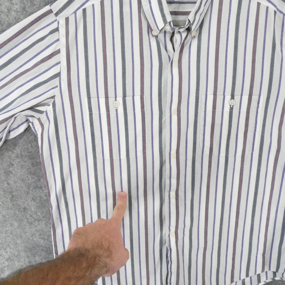Yves Saint Laurent Shirt Mens Large Long Sleeve White Gray