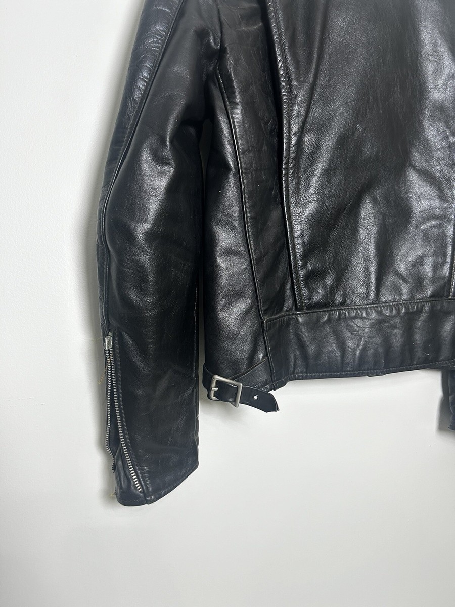 Vintage 1960s Brooks Leather Motorcycle Jacket Men's Sz 40 Cafe
