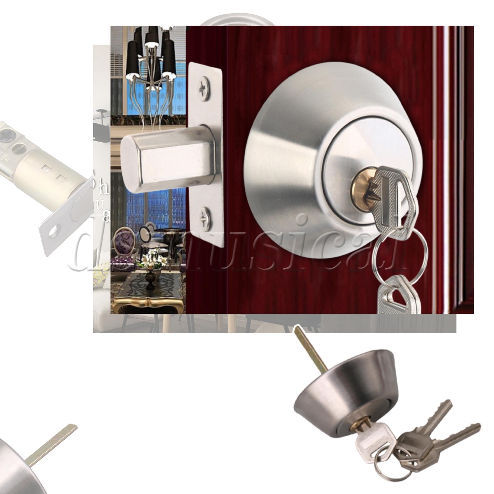 2 Pieces Dead Bolt Door Lock with Single Cylinder Deadbolt Key Tools