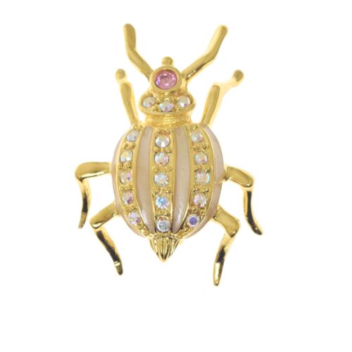 Joan Rivers Gold Enamel Rhinestone Beetle Pin 1 1… - image 1