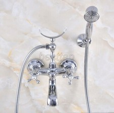 Polished Chrome Clawfoot Bath Tub Faucet with Handshower - Wall Mount sna719