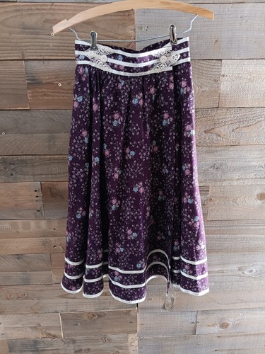 Vintage Jessica's Gunnies Skirt Floral Sz. 9 EUC Eggplant Boho Prairie Pockets - Picture 2 of 9