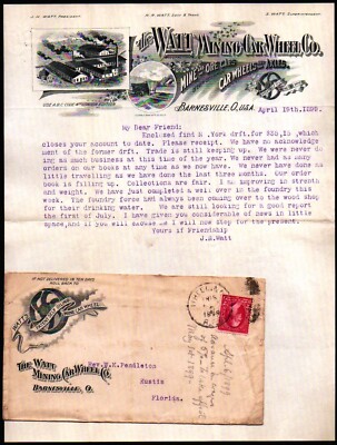 1899 Barnesville Oh - Watt Mining Car Wheel Co - Rare Letter Head Bill