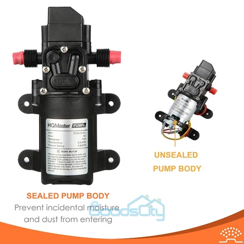 12V 130PSI Water Pump Pressure Diaphragm Self Priming Pump for RV Boat Caravan - Picture 12 of 20