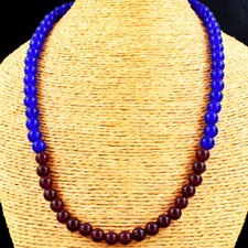 240.00 Cts Earth Mined Ruby Sapphire Round Shape Beads Necklace NK 15E143