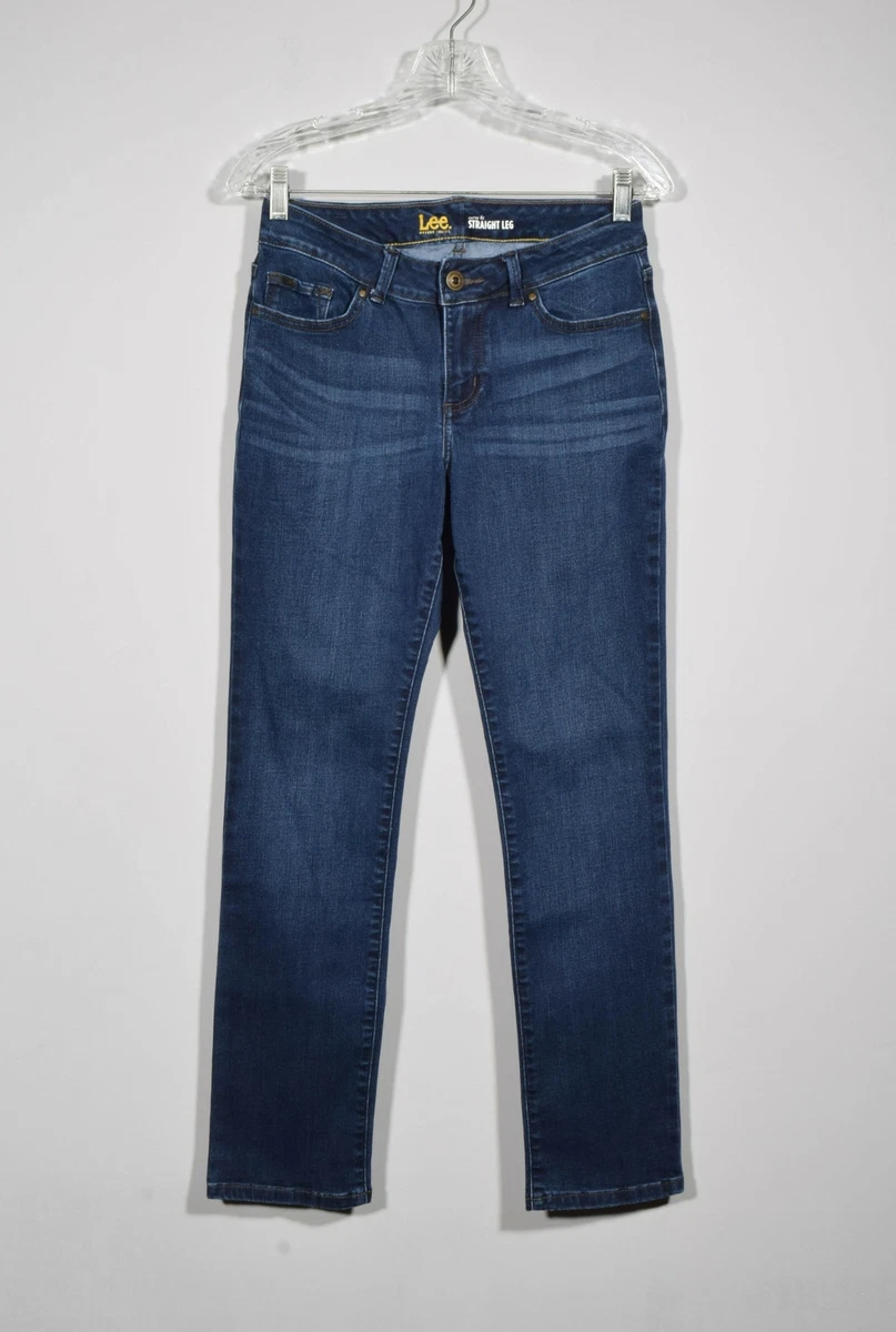 Lee Modern Series Curvy Fit Straight Leg Dark Wash Jeans Sz 4 Med
