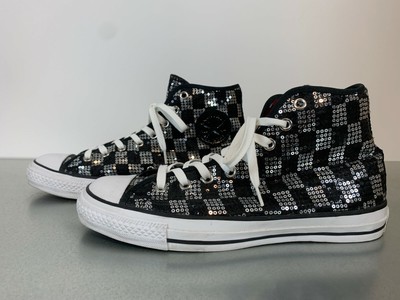 converse all star chuck taylor sequin ox silver plimsoll trainers