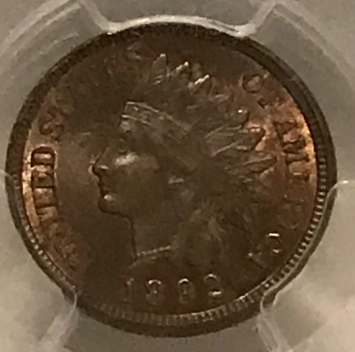 1892 Indian Head cent , uncirculated PCGS MS64 RB red brown