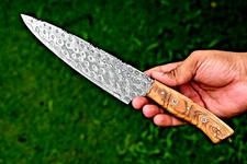 Custom Made Hand Forged Damascus Steel Chef Knife Wood Handle 2855