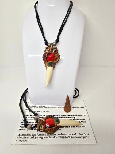 TALISMAN COLMILLO BUHO ORIGINAL DINERO SUERTE PROTECCION ORACION INCIENSO 1PC - Picture 2 of 2