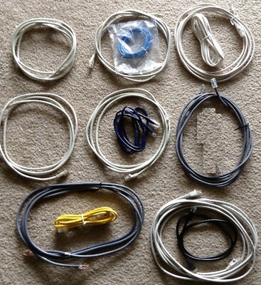 New / Used Lot of 13 Ethernet Cords Cables Wires 3, 4, 5, 7, 9, 10, 16 Ft Length