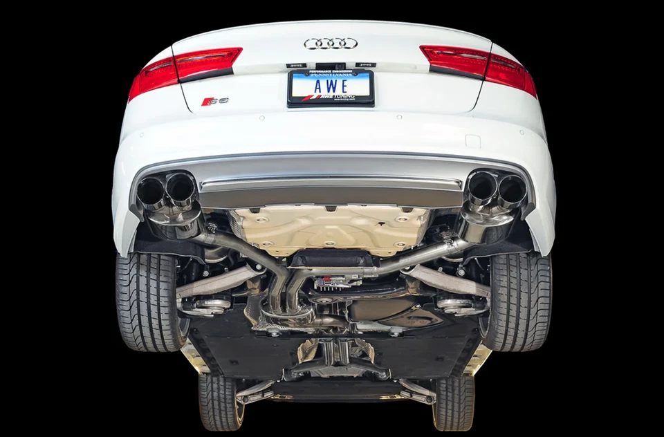 AWE Track Edition Cat-Back Exhaust w/ 4” Black Tips For 13-17 Audi S6 4.0L - Изображение 4 из 4