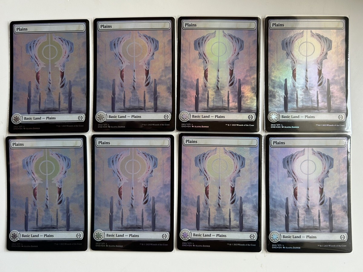 40 x MTG Phyrexian Foil Full Art Basic Lands Phyrexia All