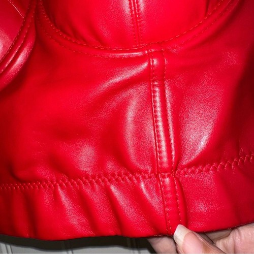 Red PU Leather corset push up bra women M - Picture 5 of 11