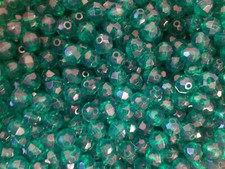 100 pcs 10mm Large Round Translucent Green Crystal Faceted Plastic Craft Beads