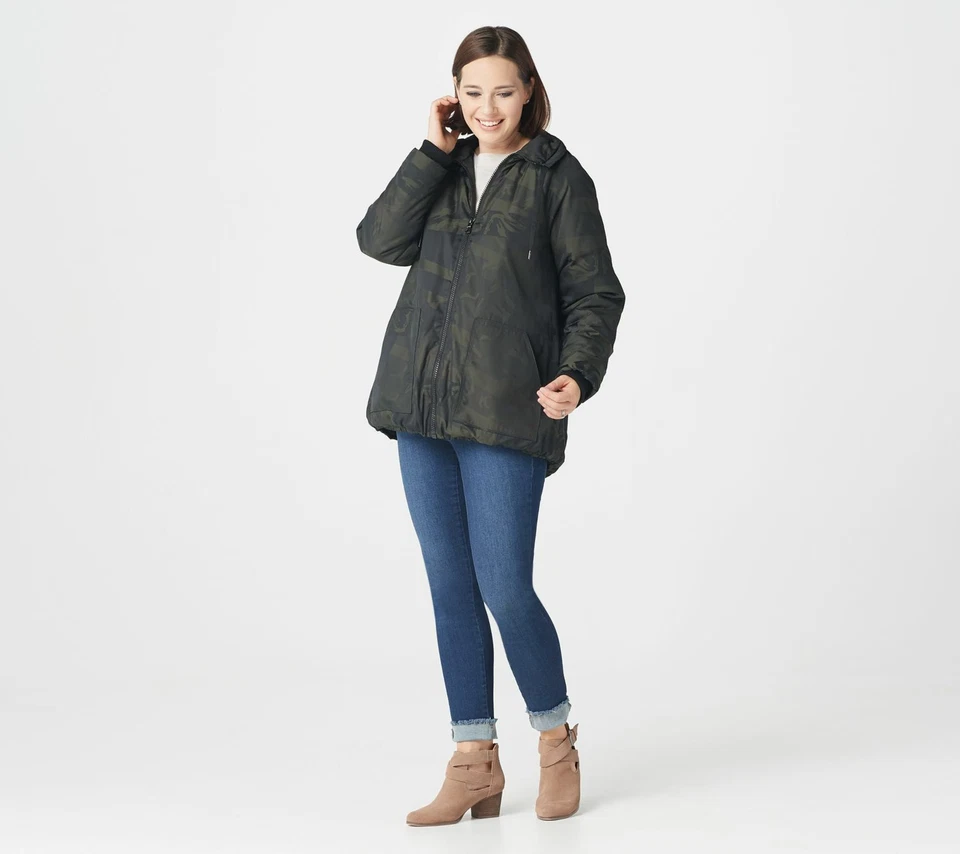 Nuevo abrigo jacquard LOGO de Lori Goldstein XXS con costuras y forro polar QVC 3967 Foto 3 de 4