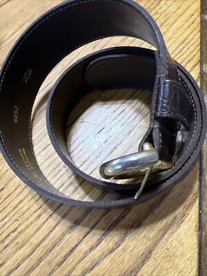 Regent Belt Co Brown Leather Croc Embossed Belt USMECOBrown Made England S/M EUC