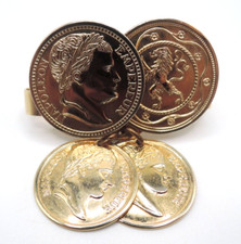 Sarah Coventry "Roman Coins". Gold Tone Faux Coin Scarf Clip, 1971