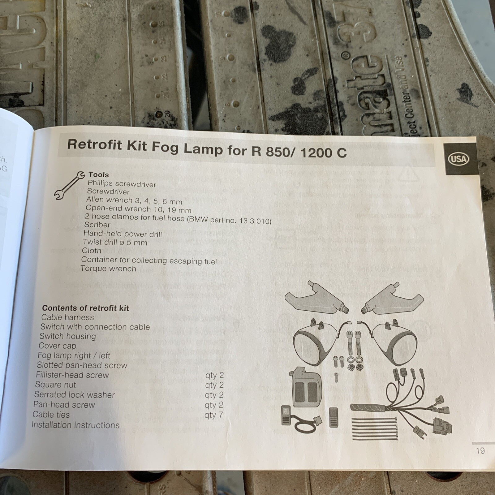 BMW R1200C Auxiliary Light Instruction owners manual Book 2000 Multi
