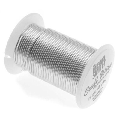 Wire, 8 Yard Spool BeadSmith Tarnish Resistant Silver 1/2 Hard 16 Gauge Wrapping