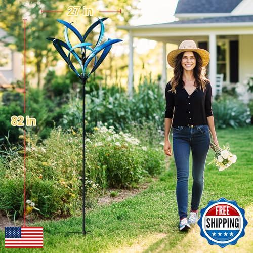 LimeHill Wind Spinner for Yard and Garden - Large Metal Kinetic Wind Sculptur - Picture 2 of 5