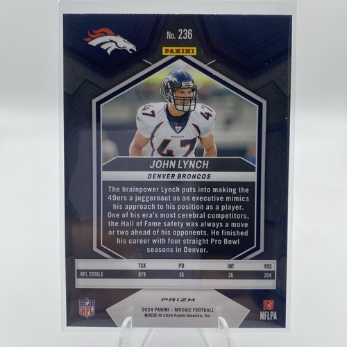 2024 Panini Mosaic #236 JOHN LYNCH Reactive Blue Denver Broncos - Bild 2 von 2