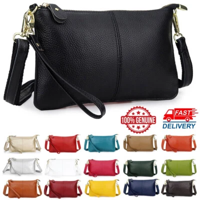 UK Women's Genuine Leather Clutch Messenger Handbag Crossbody Shoulder Bag Totes - Image 1 of 4
