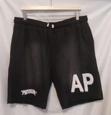 #ad #ad Applying Pressure Cut Off Sweat Short 3XL Black Puff Print Drawstring RUNS SMALL $16.62