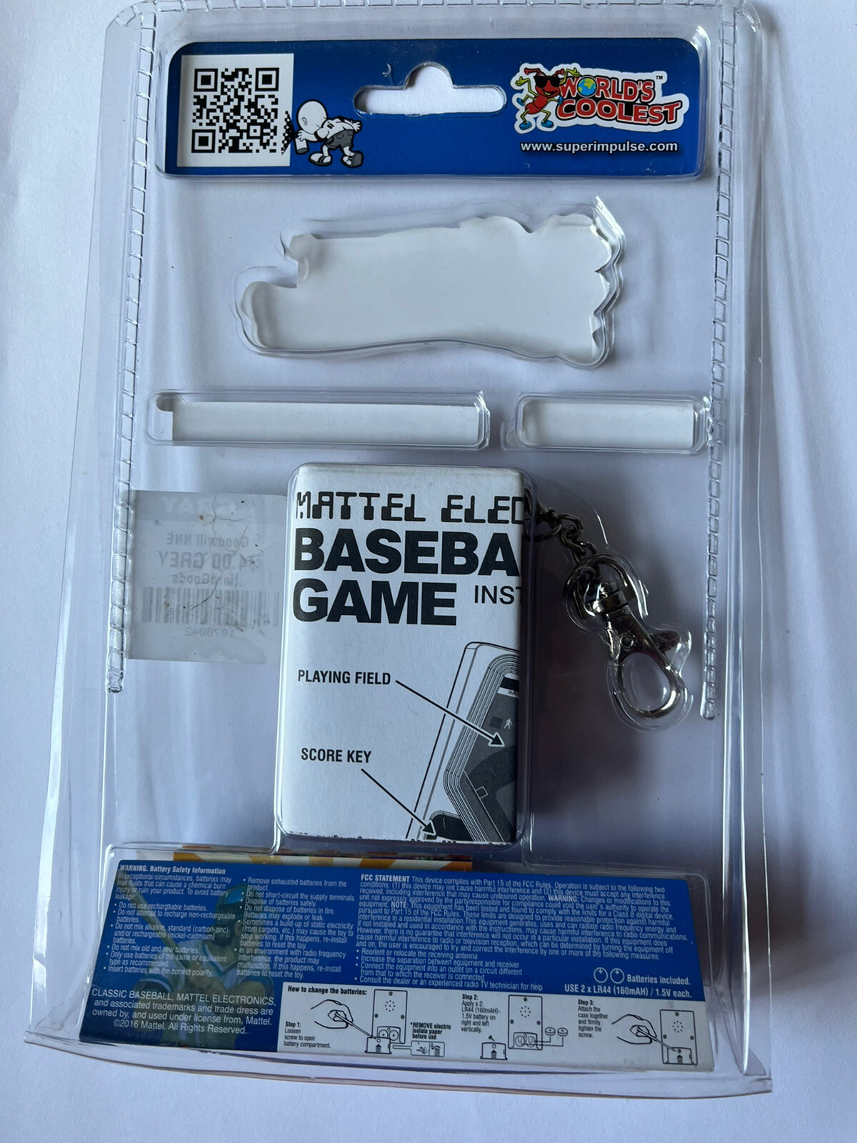 Mattel Electronics Hand Held Classic Baseball Game By Basic Fun 2016 (BRAND NEW)