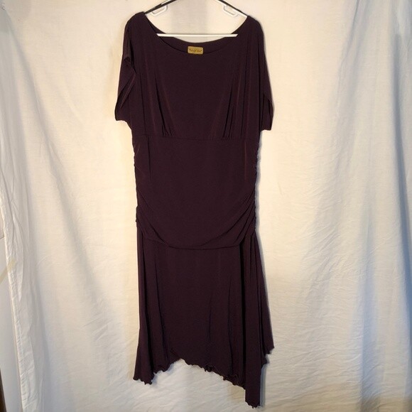 Midnight Velvet Womens Plus Size 20W Dress Purple Asymmetrical Hem Maxi Ruched | eBay