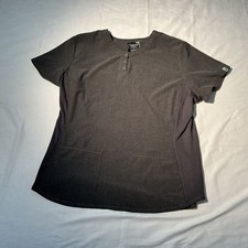 Cherokee Men's Short-Sleeve Henley Scrub Top in Black