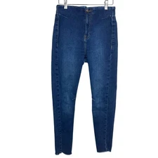 We The Free High Rise Blue Stretch Raw Hem Ankle Crop Jegging Jeans Size 29 