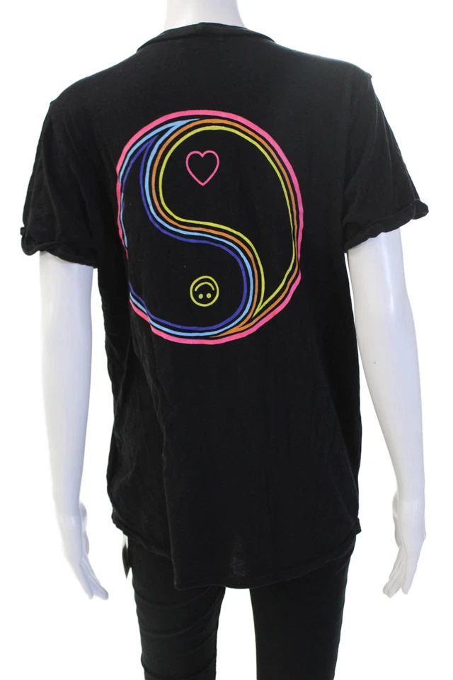 Camiseta deportiva negra de algodón con cuello redondo de animales con gráfico de Lauren Moshi para mujer talla L Foto 3 de 4