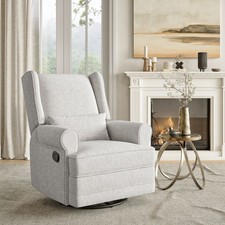 Upholstered Swivel Rocking Recliner Chair for Bedroom,Nursery, FREE SHIPPING